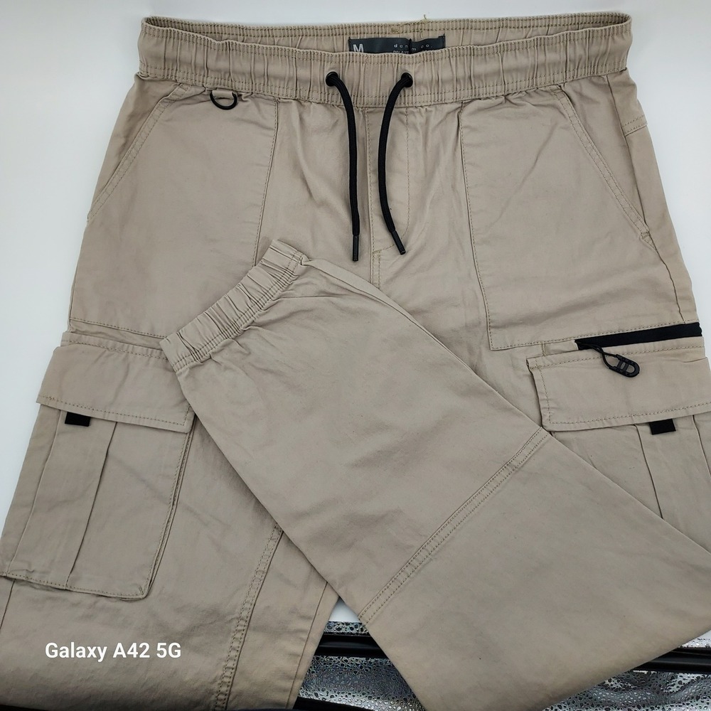 Primark Denim Co Mens Relaxed Cuffed Cargo Pants Beige Size M Sustainable Cotton